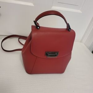 Cielo Celeste Italian Red Leather Convertible Backpack, Satchel, Shoulder Bag